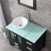 BATHJOY 36" Black Bathroom Wood Vanity Cabinet Ceramic Vessel Sink Top Faucet Drain Combo with Mirror Vanities Set - B075L75SRX